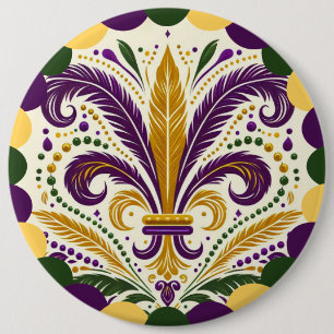 Mardi Gras fleur-de-lis  6 Cm Round Badge