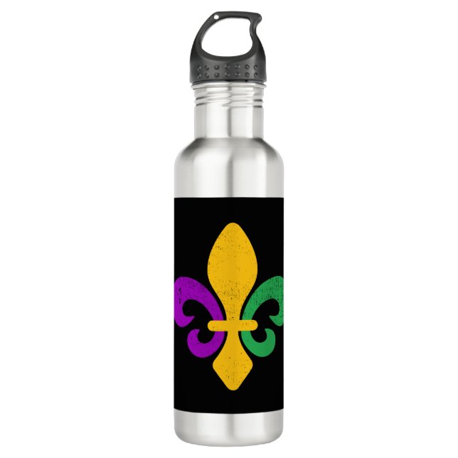 Mardi Gras Fleur De Lis 710 Ml Water Bottle (Front)