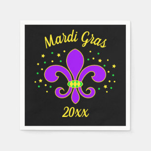 Mardi Gras Fleur-de-lis Add Year Napkin
