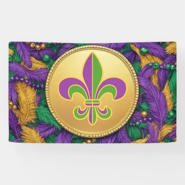 Mardi Gras Fleur de lis Banner (Horizontal)