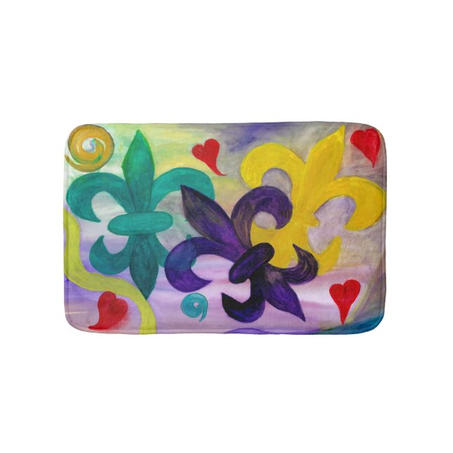 Mardi Gras fleur de lis bath or kitchen floor mat (Front)