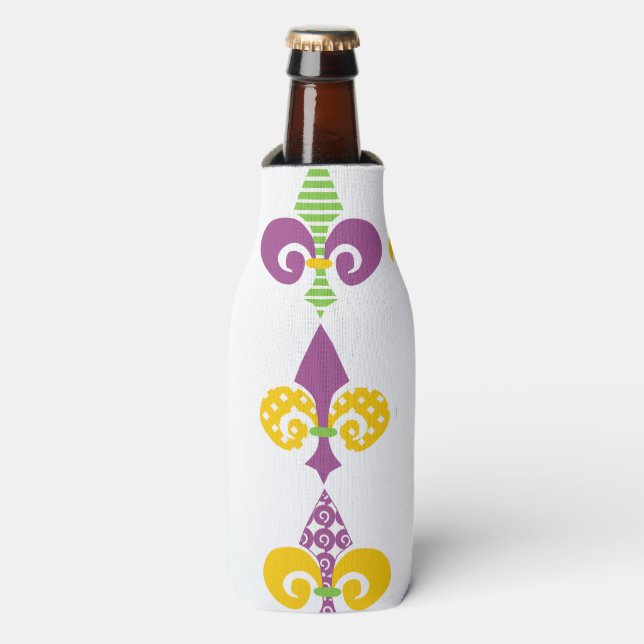 Mardi Gras Fleur de Lis  Bottle Cooler (Bottle Front)