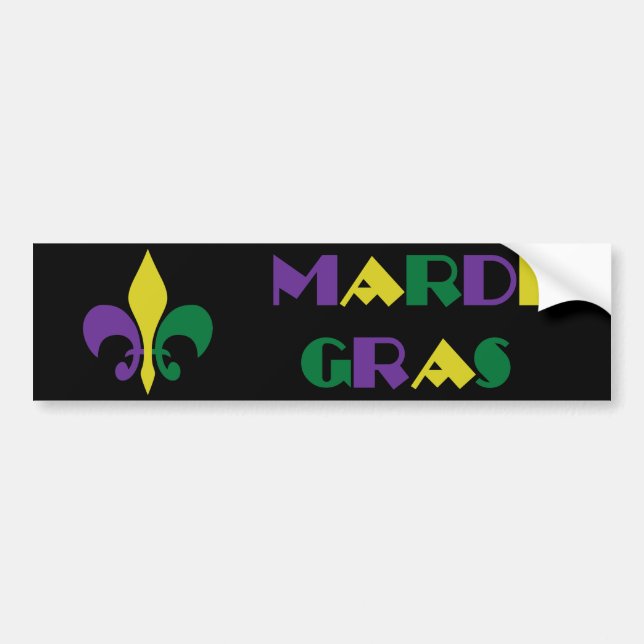 Mardi Gras ~ Fleur De Lis Bumper Sticker (Front)