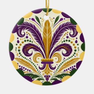 Mardi Gras Fleur de Lis  Ceramic Tree Decoration