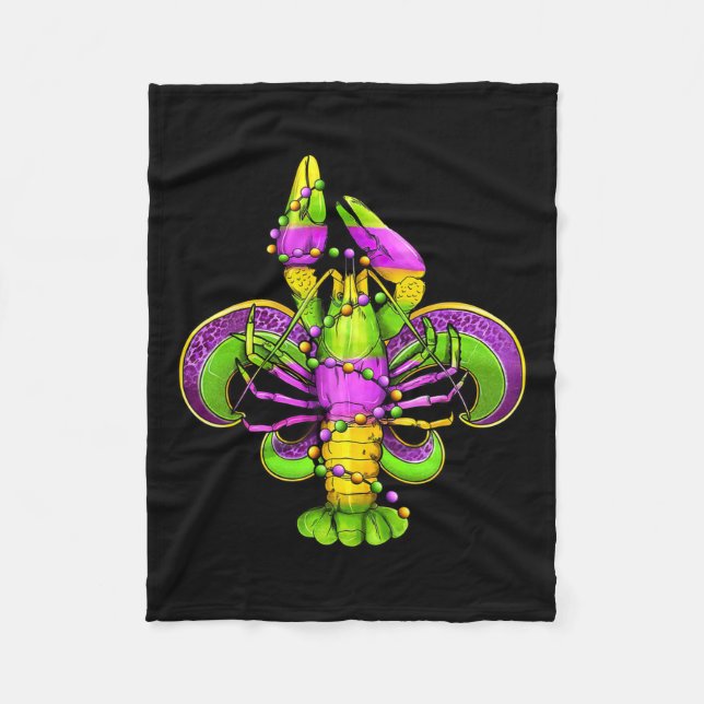 Mardi Gras Fleur De Lis Crawfish Leopard Costume  Fleece Blanket (Front)
