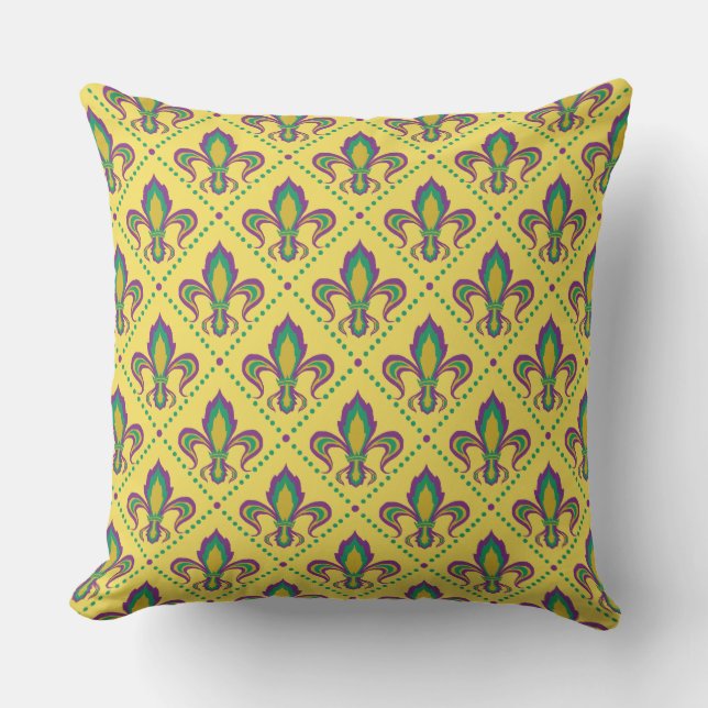 Mardi Gras Fleur De Lis Cushion (Front)