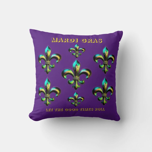 Mardi Gras Fleur De Lis Cushion (Front)