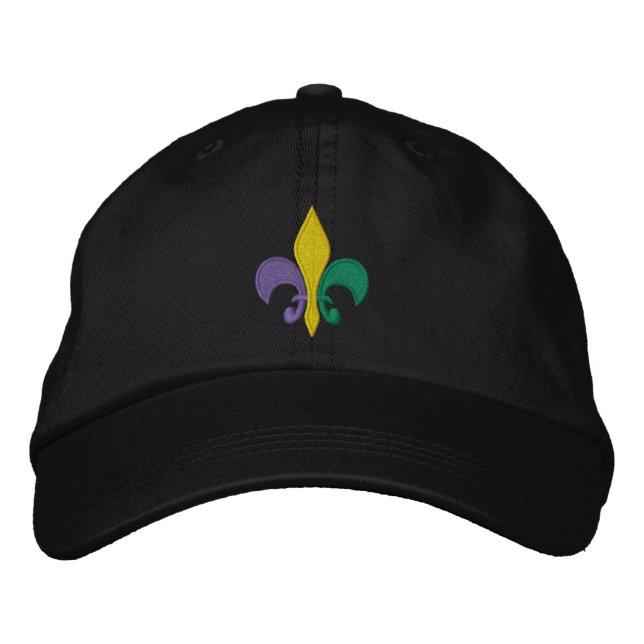 Mardi Gras ~ Fleur De Lis Embroidered Hat (Front)