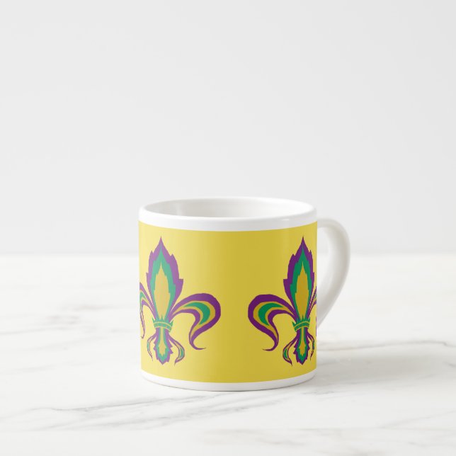 Mardi Gras Fleur De Lis Espresso Cup (Front Right)