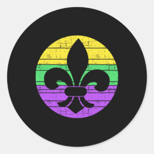 Mardi Gras Fleur De Lis For Carnival Celebration Classic Round Sticker