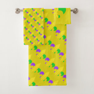 Mardi Gras Fleur-de-Lis Green Purple Yellow Bath Towel Set