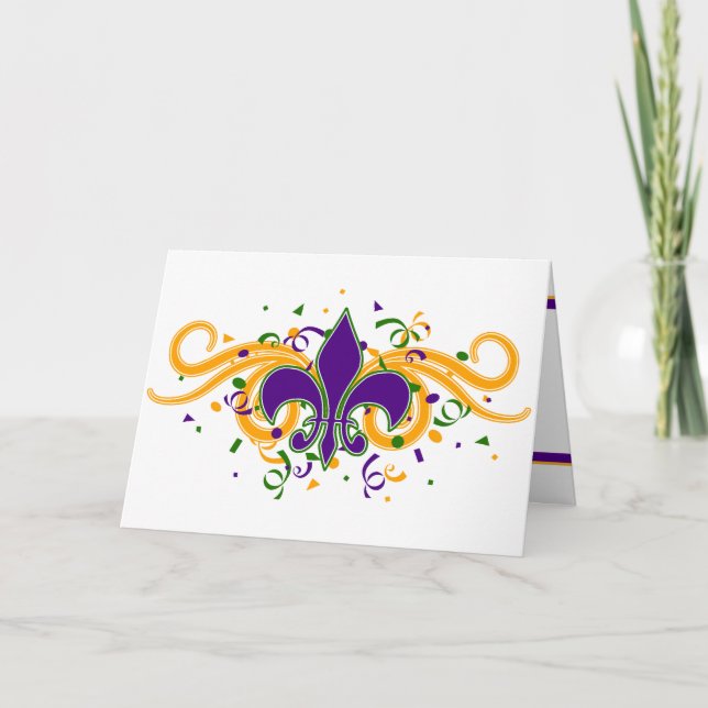 Mardi Gras Fleur-de-Lis Greeting Card (Front)