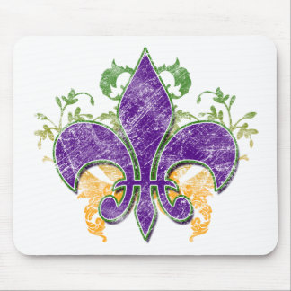 Mardi Gras Fleur-de-Lis Grunge Mousepad