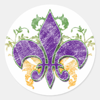 Mardi Gras Fleur-de-Lis Grunge Sticker