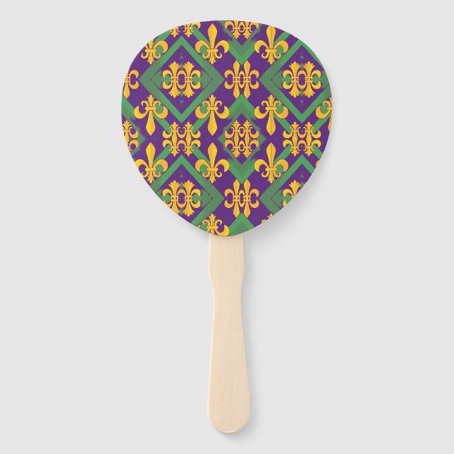 Mardi Gras Fleur de lis Hand Fan (Front)