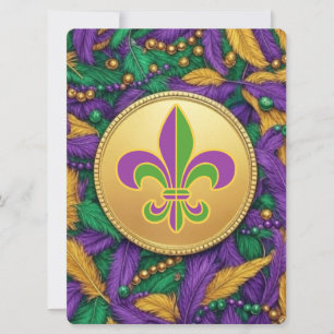 Mardi Gras Fleur de lis Holiday Card