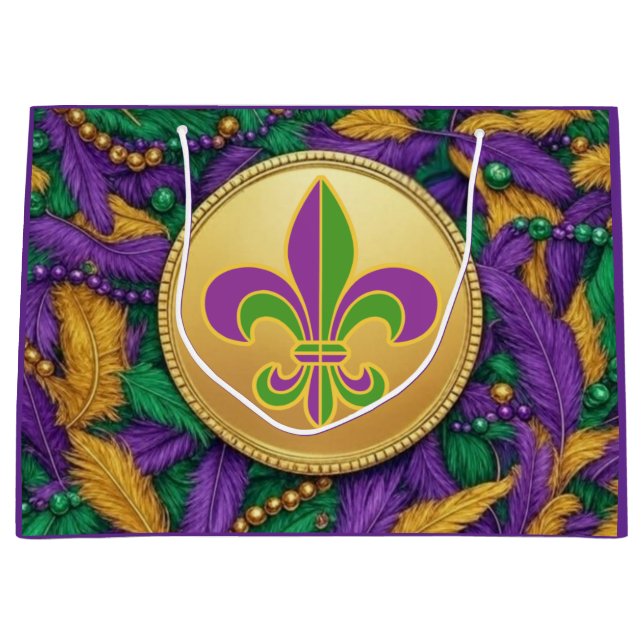 Mardi Gras Fleur de lis Large Gift Bag (Front)