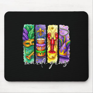 Mardi Gras Fleur De Lis Mask King Cake Crawfish Lo Mouse Pad