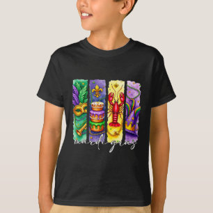 Mardi Gras Fleur De Lis Mask King Cake Crawfish Lo T-Shirt
