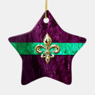 Mardi Gras Fleur De Lis New Orleans Ceramic Tree Decoration
