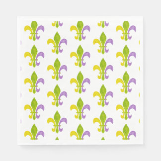 Mardi Gras Fleur de Lis on White Napkin