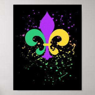 Mardi Gras Fleur De Lis Paint Splatter Nola Poster