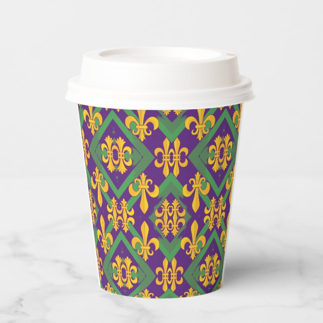 Mardi Gras Fleur de lis Paper Cups (Front)