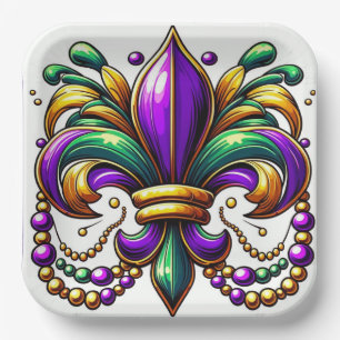 Mardi Gras Fleur de lis Paper Plate