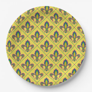 Mardi Gras Fleur De Lis Paper Plate