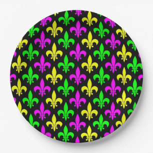 Mardi Gras Fleur De Lis Paper Plate
