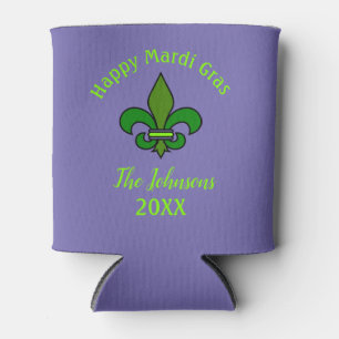 Mardi Gras Fleur de Lis Party Can Cooler  