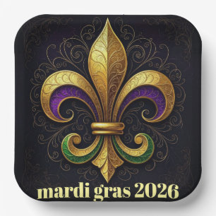 Mardi Gras Fleur de Lis Party Paper Plate