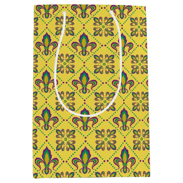 Mardi Gras Fleur De Lis Pattern Medium Gift Bag (Front)