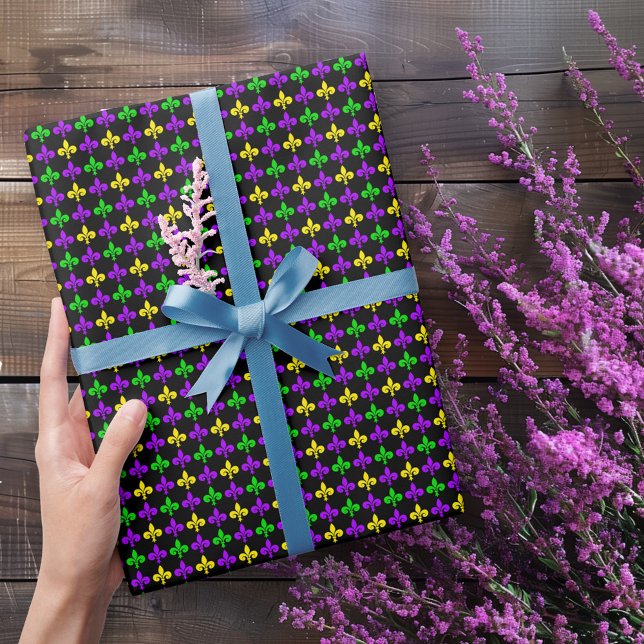 Mardi Gras Fleur de Lis Pattern Wrapping Paper (Creator Uploaded)