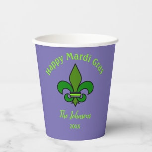 Mardi Gras Fleur de Lis Personalised Paper Cups