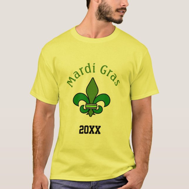 Mardi Gras Fleur de Lis Personalised Tshirt Top (Front)