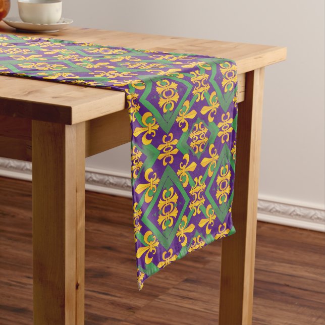Mardi Gras Fleur de lis Short Table Runner (In Situ)