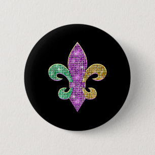Mardi Gras Fleur De Lis Symbol Louisiana Carnival 6 Cm Round Badge