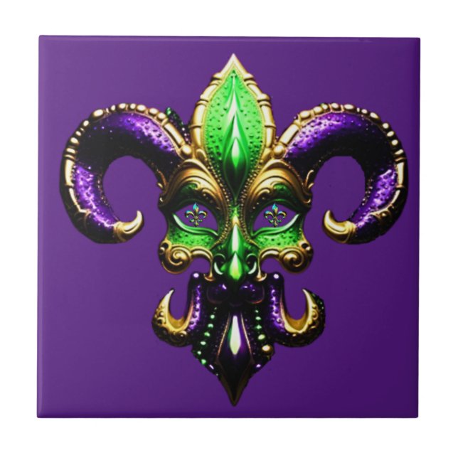 Mardi Gras Fleur De Lis Tile (Front)
