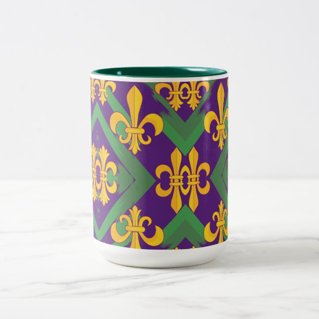 Mardi Gras Fleur de lis Two-Tone Coffee Mug (Center)