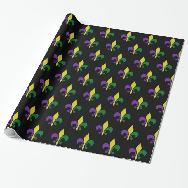 Mardi Gras ~ Fleur De Lis Wrapping Paper (Unrolled)