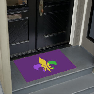 Mardi Gras Fleur-de-Lis Yellow Green Purple Doormat