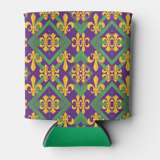 Mardi gras fleur di Lis     Can Cooler (Front)