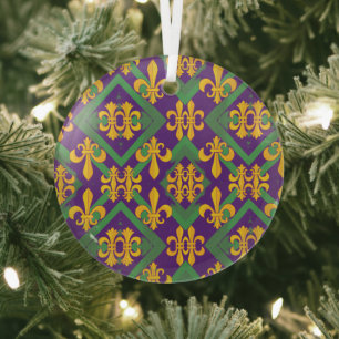 Mardi gras fleur di Lis  Glass Tree Decoration