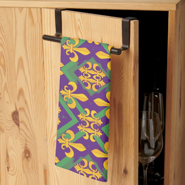Mardi gras fleur di Lis   Tea Towel (Thirds Fold)