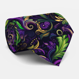 Mardi Gras floral pattern Tie
