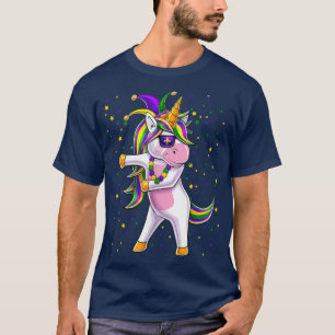 Mardi Gras Flossing Unicorn Jester Hat Unicorn Gi T-Shirt