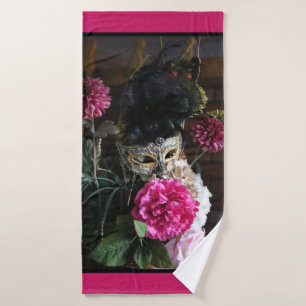 Mardi Gras flowers, masks and feathers  Bath Towel