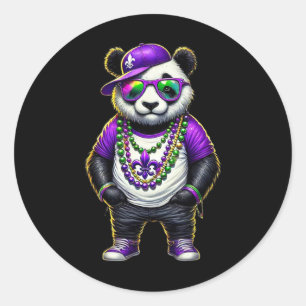 Mardi Gras For Boys Men Hip Hop Panda New Orleans  Classic Round Sticker