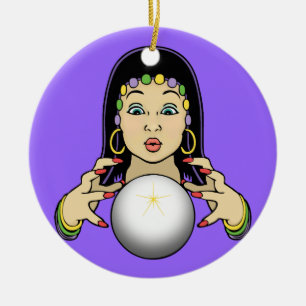 Mardi Gras Fortune Teller Ceramic Tree Decoration